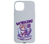 Scritta - Working Hard or Hardly Working Divertente gatto Custodia per iPhone 15 Plus