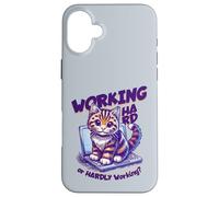 Scritta - Working Hard or Hardly Working Divertente gatto Custodia per iPhone 16 Plus