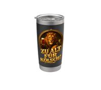 Scritta "ZU ALT FÜR KÖLSCH!" Leone e capra Bicchiere termico in acciaio inox doppia parete
