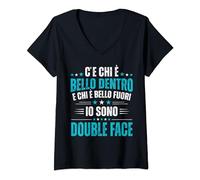 Scritte Divertenti Ironiche Spiritose C'è Chi è Bello Dentro Maglietta con Collo a V