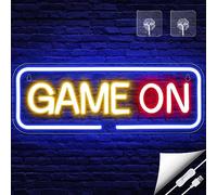 Scritte Neon, Insegne Luminose con Scritta Led GAME ON, Adatta come Decorazione da Parete per Gamer Stanza, Amanti del Gaming