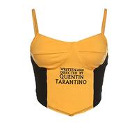 Scritto e Diretto da Quentin Tarantino Crop Top per le Donne Sexy Senza Maniche Sling Lettera Grafica Camicie Giunto Casual Vest Giallo M