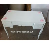 SCRITTOIO SCRIVANIA DECORATA A MANO DIPINTA CAMERETTA BIANCO