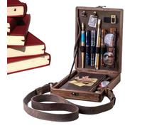 Scrittori Messenger Scatola di legno - Classic Artist Storage Chest | Organizzatore di forniture per arte in legno vintage con manico per attrezzature per la pittura all'aperto, strumenti di scrittura