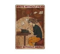 Scrittrici che digitano, insegne in metallo vintage, decorazioni da parete per ufficio, scrivi senza paura, modifica senza pietà, poster in latta, club per la stanza, arte per la casa, targa in metal