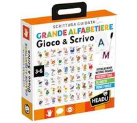 HEADU - Scrittura Guidata Grande Alfabetiere -Prescrittura, Alfabeto e Parole |Gioco Educativo Bambini 3-6 Anni, Impara a Leggere e Scrivere Ricalcando le Lettere ad Incavo, Idea Regalo, Made In Italy