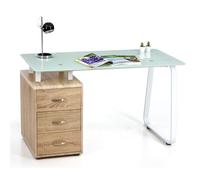 Scrivania 130x65xH75 cm in Vetro con Cassettiera Connect Rovere