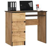 Scrivania A-6 Con Ripiano per Tastiera e 3 Cassetti a Sinistra o a Destra | Scrivania per Ufficio | Scrivania per Computer PC Laptop| Salvaspazio | L90xH77xP50 cm 30 kg | Quercia Artisan