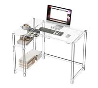 Scrivania A Forma di L In Acrilico Trasparente,Scrivania da Ufficio Moderna E Semplice con Ripiani Reversibili,Tavolo Console per Computer Portatili A 3 Livelli con Gambe Rett(Size:39",Color:Cancella)