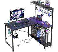 Scrivania a L con prese di corrente e luci LED Scrivania angolare compatta con r