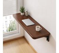 Scrivania a Scomparsa da Parete Spessa 1.2 cm con Piano in Legno Massello e Staffe Pieghevoli - Tavolo Sospeso Salvaspazio per Ufficio, Cucina, Camera da Letto, Lavanderia e Picc brown 60*30cm/23*11"