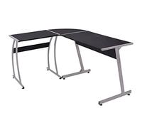 Scrivania ad Angolo a L Nera per Ufficio e Studio, Scrivania Moderna con Piano in Legno Multistrato Struttura in Metallo, 152 x 117 x 74 cm, Spaziosa Resistente, Ideale per PC e Accessori