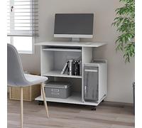 Scrivania ad Angolo Bianca 80x50x75 cm in Legno Multistrato, Modern Computer Desk with Keyboard Tray & CPU Stand, Space Saving Home Office Desk, Compact Workstation with Wheels for Small Spaces