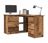 Scrivania ad Angolo Legno Vecchio 145x100x76 cm Truciolato, per Computer Moderna con 2 Ante e 4 Cassetti, Scrivania da Ufficio Angolare per Casa Studio, Design Elegante e Spazioso