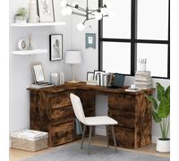 Scrivania ad Angolo Moderna in Legno Multistrato Rovere Fumo 145x100x76 cm con Cassetti e Ante, Scrivania per Ufficio Studio, Spaziosa Funzionale, Design Elegante e Robustezza