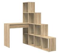 Scrivania ad Angolo Rovere Sonoma 101,5 x 149,5 x 149,5 cm | Legno ingegnerizzato, ripiani per pannelli, configurazione a due modi, attacco al muro, panno asciutto