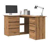 Scrivania ad angolo, scrivania per computer, console, tavolo da gioco, scrivania adatta per ufficio, studio, soggiorno, sala giochi, rovere artisano, 145 x 100 x 76 cm, materiale di legno