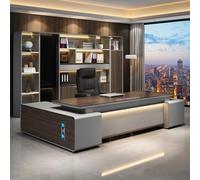 Scrivania amministrativa per computer da 94,5"/110,2", una scrivania moderna, semplice e lussuosa a forma di L per dirigenti, manager e presidenti, utilizzata in soggiorno, studio e ufficio.