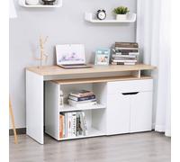 Scrivania Angolare con Piano Estraibile e Libreria con 2 Ripiani Regolabile, Armadietto e Cassetto, Scrivania PC in Legno e MDF, 140x117x76 cm, Color Legno e Bianco Vuoi creare una postazione in uffic