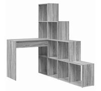 Scrivania angolare con vano portaoggetti grigio Sonoma 101,5 x 149,5 x | Legno ingegneristico, ripiani integrati, montaggio flessibile, montaggio a parete incluso, per piccolo spazio