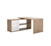 Composad | Scrivania Angolare della linea COLLEGIO con 3 Cassetti e 2 Vani, Scrivania Elegante, (LxAxP) 139,10x70,90x139,10 cm, Colore Rovere Oak Mielato e Bianco Laccato, Made in Italy