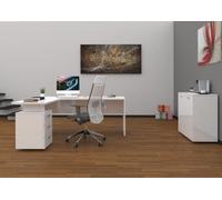 Scrivania angolare design moderno bianco lucido - New Selina