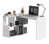 Scrivania Angolare Moderna per Ufficio 120x100x77 cm in Legno Bianco