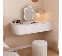 Scrivania angolare sospesa con cassetti, tavolo da trucco a parete e vanità, mensola sospesa in legno con specchio a LED, design elegante salvaspazio per case moderne