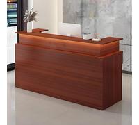 Scrivania anteriore con serratura con illuminazione nascosta, piccolo bancone per la reception per negozio di abbigliamento al dettaglio Scrivania per computer dal design elegante in teak da 130 cm