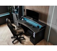 Scrivania Ardeche, Scrittoio da Gaming, Tavolo per Ufficio Porta PC, Piano di Lavoro, 160x76 h92 cm, Nero
