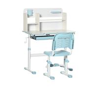 HOMCOM Set Scrivania e Sedia per Bambini da 3 Anni Regolabile, Tavolo Inclinabile a 60° con Cassetto e Ripiani, Blu Aosom Italy