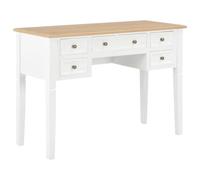 Scrivania bianca 109,5 x 45 x 77,5 cm in legno con 5 cassetti | MDF e legno di pino, laccato bianco, cinque cassetti, molto spazio, design semplice