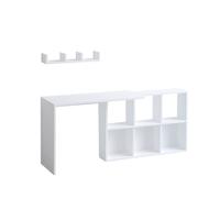 Scrivania Bianca 145x45x74 Con Ripiani Laterali E Mensola Design Moderno Jack