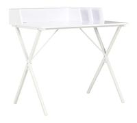 Scrivania Bianca 80x50x84 cm Moderna per Ufficio e Casa - Scrivania Compatta con Ripiano Organizzato, Gambe a X in Acciaio, Design Elegante Pratico per Studio e Lavoro
