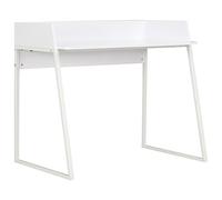 Scrivania Bianca 90x60x88 cm Moderna e Compatta per Ufficio Casa, Scrivania Angolare con Piano in Legno Multistrato Gambe in Acciaio, Design Pratico con Bordo Rialzato per Studio e Lavoro