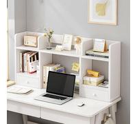 Scrivania bianca con cassetti, piccola libreria e ripiano portaoggetti da scrivania, per ufficio, soggiorno, officina, scuola, libreria compatta (100 x 16 x 52 cm)