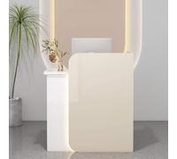 Scrivania bianca con cassetto chiudibile a chiave, perfetta per casa, uffici, saloni di bellezza e registratori di cassa, ideale per receptionist e spazi professionali.