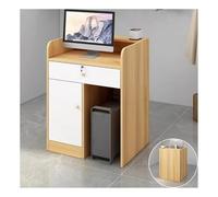 Scrivania bianca con foro per cavi, cassetto con serratura per bancone, salone di bellezza, barbiere e piccole imprese, elegante finitura in legno