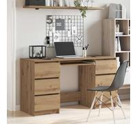 Scrivania Bianca in Derivati del Legno con 6 Cassetti, 140x50x77 Cm, Scrivania per Computer per L'home Office (Querce artigianali)