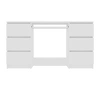 Scrivania Bianca in Derivati del Legno con 6 Cassetti, 140x50x77 Cm, Scrivania per Computer per L'home Office (Bianca)