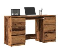 Scrivania Bianca in Derivati del Legno con 6 Cassetti, 140x50x77 Cm, Scrivania per Computer per L'home Office (Legno vecchio)