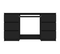 Scrivania Bianca in Derivati del Legno con 6 Cassetti, 140x50x77 Cm, Scrivania per Computer per L'home Office (Nera)