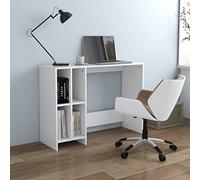 Scrivania Bianca Moderna in Legno Multistrato 102.5x35x75 cm con 4 Ripiani, Scrivania per Ufficio Compatta e Organizzazione Spazio, Design Elegante per Studio e Lavoro,