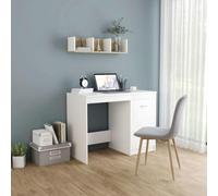 Scrivania Bianco 100x50x76 cm Legno di ingegneria | Con armadio integrato, contenitore per libri e cartelle, facile da pulire, robusto e durevole