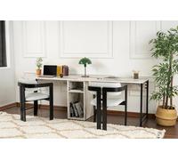 Dmora - Scrivania Caprioli, Scrittoio multiuso, Tavolo per ufficio porta PC, Piano di lavoro, 240x60 h74 cm, Marmo e Nero