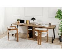Dmora - Scrivania Caprioli, Scrittoio multiuso, Tavolo per ufficio porta PC, Piano di lavoro, 240x60 h74 cm, Pino e Nero