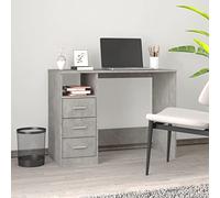 Scrivania Cassetti Grigio Cemento 102x50x76cm Legno Multistrato - Modern Office Desk with 3 Drawers, Sturdy Engineered Wood, Compact Computer Desk for Home Office, Dorm Room, Small Spaces
