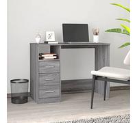 Scrivania Cassetti Grigio Sonoma 102x50x76 cm Legno Multistrato - Modern Office Desk with 3 Drawers, Compact Computer Desk for Small Spaces, Sturdy Engineered Wood Writing Table for Home Office Study