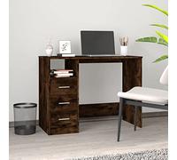 Scrivania Cassetti Rovere Fumo 102x50x76 cm Legno Multistrato - Modern Office Desk with 3 Drawers Open Compartment, Sturdy Engineered Wood, Space Saving Design for Home Office & Study Room