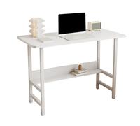 Scrivania compatta con doppio strato, grande capacità, piccola scrivania per computer per casa e ufficio, versatile, colore bianco, 120 x 45 x 70 cm